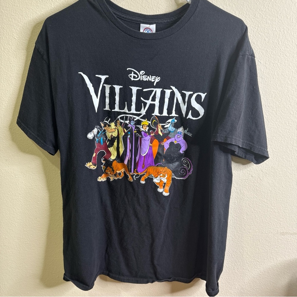 Vintage Delta Pro Weight Disney Villains Black Graphic Print T-Shirt Large